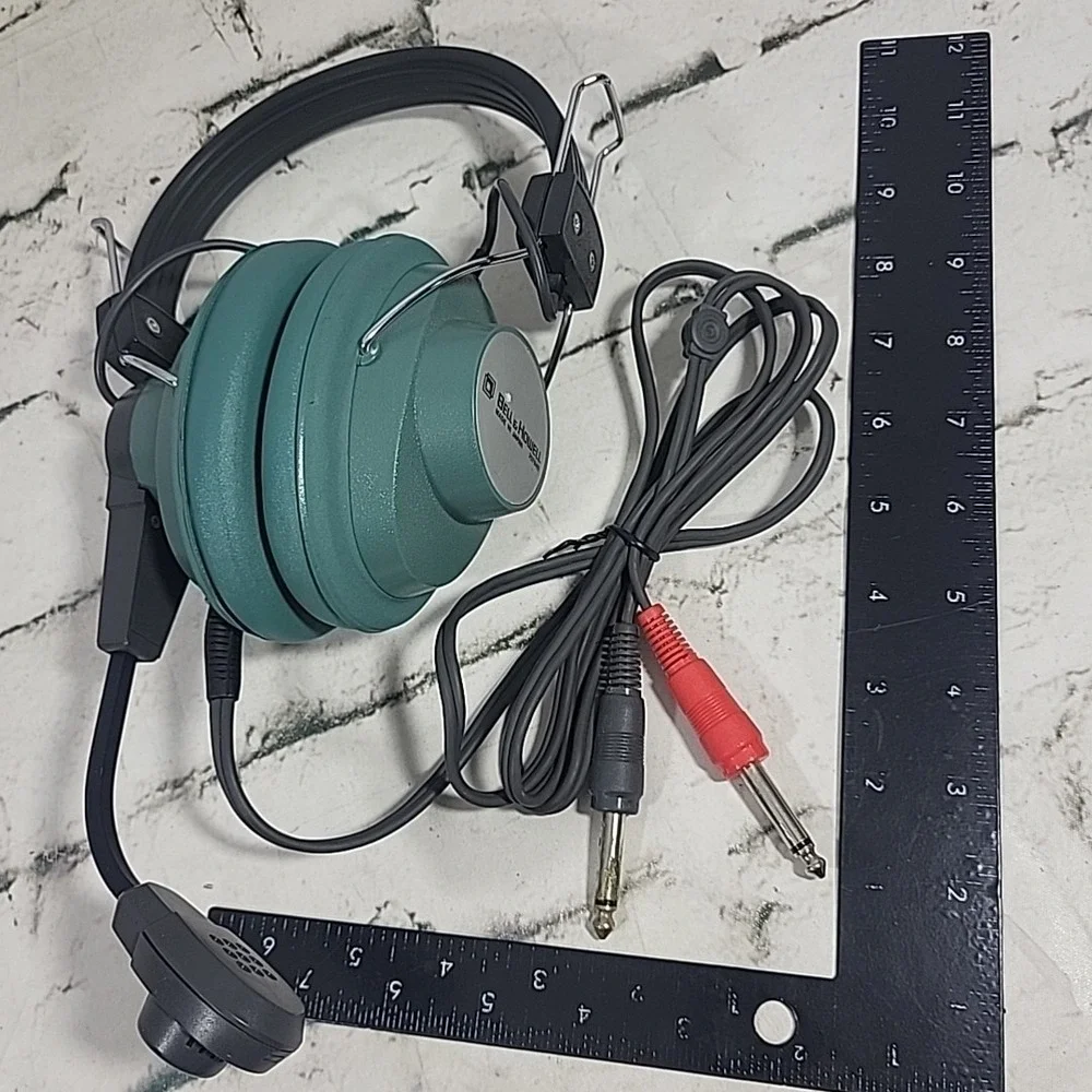 Vintage Bell And Howell Mono Headset Mic Headphones‎ Heavy Duty